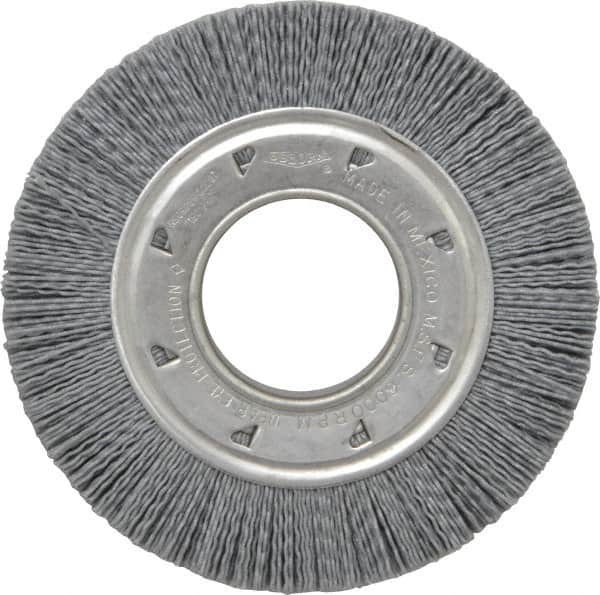 Osborn - 6" OD, 2" Arbor Hole, Crimped Nylon Wheel Brush - 7/8" Face Width, 1-1/16" Trim Length, 6,000 RPM - Caliber Tooling