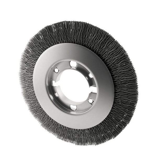 Osborn - 8" OD, 2" Arbor Hole, Crimped Nylon Wheel Brush - 7/8" Face Width, 1-1/2" Trim Length, 4,500 RPM - Caliber Tooling