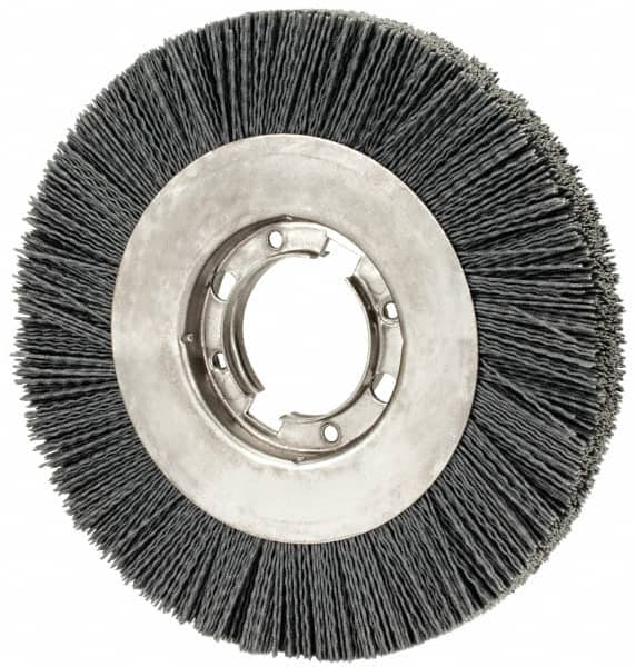 Osborn - 8" OD, 2" Arbor Hole, Crimped Nylon Wheel Brush - 7/8" Face Width, 1-1/2" Trim Length, 4,500 RPM - Caliber Tooling