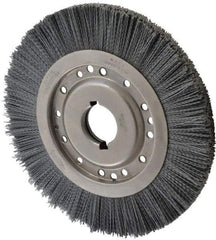 Osborn - 12" OD, 2" Arbor Hole, Crimped Nylon Wheel Brush - 1" Face Width, 2-1/8" Trim Length, 3,000 RPM - Caliber Tooling