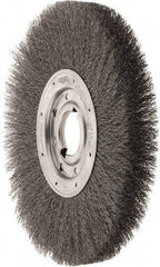 Osborn - 12" OD, 2" Arbor Hole, Crimped Steel Wheel Brush - 1-1/8" Face Width, 3" Trim Length, 0.014" Filament Diam, 3,000 RPM - Caliber Tooling