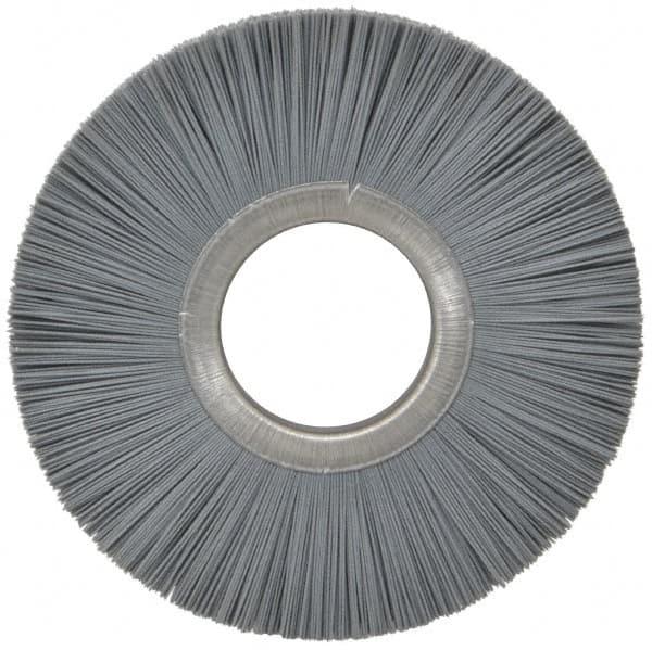 Osborn - 6" OD, 2" Arbor Hole, Crimped Nylon Wheel Brush - 1/2" Face Width, 1-5/8" Trim Length, 5,500 RPM - Caliber Tooling