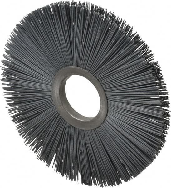 Osborn - 8" OD, 2" Arbor Hole, Crimped Nylon Wheel Brush - 1/2" Face Width, 2-5/8" Trim Length, 5,500 RPM - Caliber Tooling