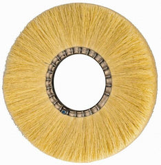 Osborn - 12" OD, 4-1/4" Arbor Hole, Crimped Natural Fiber Wheel Brush - 17/32" Face Width, 3-3/8" Trim Length, 3,600 RPM - Caliber Tooling