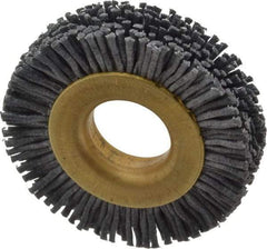 Osborn - 1-1/2" OD, 1/2" Arbor Hole, Crimped Nylon Wheel Brush - 1/4" Face Width, 1/4" Trim Length, 20,000 RPM - Caliber Tooling