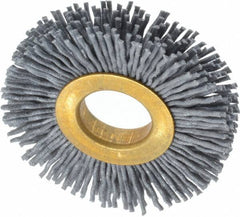 Osborn - 2" OD, 5/8" Arbor Hole, Crimped Nylon Wheel Brush - 3/8" Face Width, 7/16" Trim Length, 15,000 RPM - Caliber Tooling