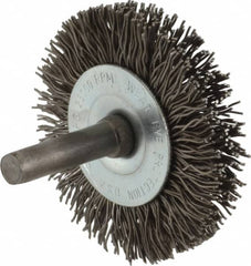 Osborn - 2" OD, 1/4" Shank Diam, Crimped Steel Wheel Brush - 3/8" Face Width, 7/16" Trim Length, 0.02" Filament Diam, 25,000 RPM - Caliber Tooling