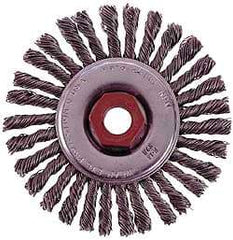 Osborn - 4" OD, 1/2-13 Arbor Hole, Knotted Stainless Steel Wheel Brush - 1/4" Face Width, 7/8" Trim Length, 0.02" Filament Diam, 20,000 RPM - Caliber Tooling