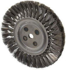 Osborn - 8" OD, 5/8" Arbor Hole, Knotted Steel Wheel Brush - 5/8" Face Width, 1-11/16" Trim Length, 0.014" Filament Diam, 8,500 RPM - Caliber Tooling