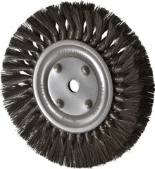 Osborn - 8" OD, 5/8" Arbor Hole, Knotted Steel Wheel Brush - 5/8" Face Width, 1-11/16" Trim Length, 0.016" Filament Diam, 8,500 RPM - Caliber Tooling