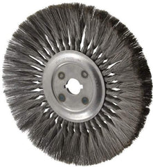 Osborn - 12" OD, 1-1/4" Arbor Hole, Knotted Steel Wheel Brush - 5/8" Face Width, 0.0118" Filament Diam, 4,500 RPM - Caliber Tooling