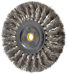 Osborn - 6" OD, 5/8" Arbor Hole, Knotted Stainless Steel Wheel Brush - 1/2" Face Width, 1-1/2" Trim Length, 0.016" Filament Diam, 9,000 RPM - Caliber Tooling