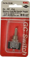 GC/Waldom - SPDT Medium Duty On-Off-On Toggle Switch - Solder Lug Terminal, Bat Handle Actuator, 1/4 hp at 125/250 VAC hp, 125 VAC at 6 A & 250 VAC at 3 A - Caliber Tooling