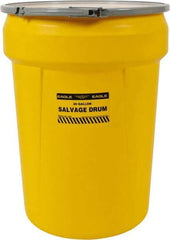 Eagle - 30 Gallon Capacity, Metal Lever Lock, Yellow Salvage Drum - 5 Gallon Container, Polyethylene, 220 Lb. Capacity, UN 1H2/X100/S Listing - Caliber Tooling