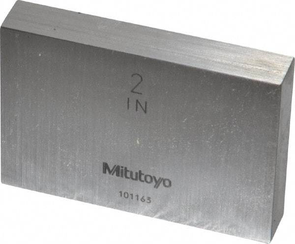 Mitutoyo - 2" Rectangular Steel Gage Block - Accuracy Grade 0, Includes Certificate of Inspection - Caliber Tooling