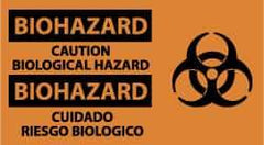 NMC - "Biohazard - Caution - Biological Hazard", 10" Long x 18" Wide, Pressure-Sensitive Vinyl Safety Sign - Rectangle, 0.004" Thick, Use for Hazardous Materials - Caliber Tooling