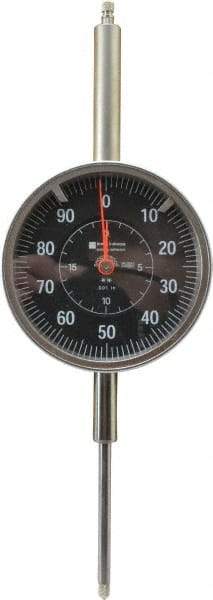 TESA Brown & Sharpe - 2" Range, 0-100 Dial Reading, 0.001" Graduation Dial Drop Indicator - 3" Dial, 0.1" Range per Revolution, Revolution Counter - Caliber Tooling