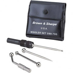 TESA Brown & Sharpe - Single End, Center Finder Set Mechanical - 0.25 Inch Head Diameter, Ball, Conical, Disc Head Type, Includes 4 Attachments, Case, Holder, 4 Pieces - Caliber Tooling