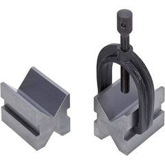 TESA Brown & Sharpe - 1-1/2" Max Capacity, 90° Angle, Mild Steel V-Block - 2" Long x 1-1/2" Wide x 1-1/2" High, Sold as 2 Block Set - Caliber Tooling