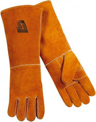 Steiner - Size L Cotton/Foam Lined Cowhide Welding Glove - 18" OAL, Gauntlet Cuff, Thumb Strap, For General Welding - Caliber Tooling