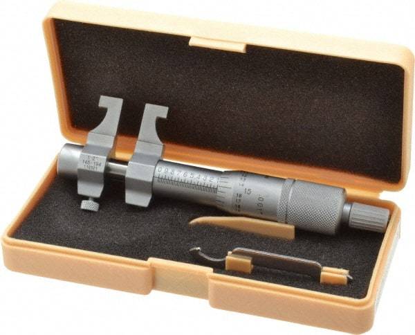 Mitutoyo - 1 to 2 Inch Range, Carbide Satin Chrome Coated, Mechanical Inside Caliper Micrometer - 0.001 Inch Graduation, 0.0003 Inch Accuracy - Caliber Tooling