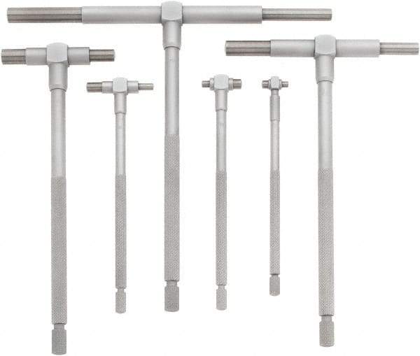 Mitutoyo - 6 Piece, 5/16 to 6 Inch, Satin Chrome Finish, Telescoping Gage Set - Includes Fitted Pouch - Caliber Tooling