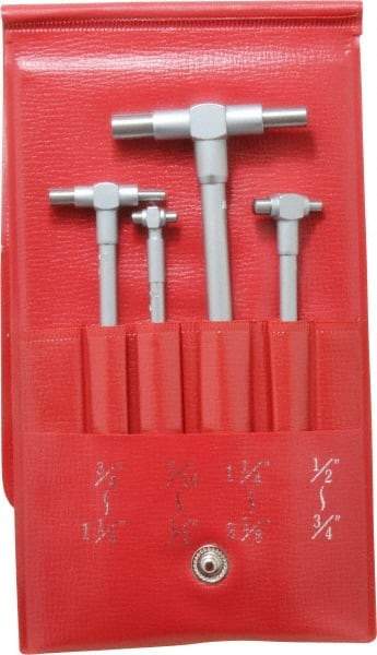 Mitutoyo - 4 Piece, 5/16 to 2-1/8 Inch, Telescoping Gage Set - Includes Fitted Pouch - Caliber Tooling