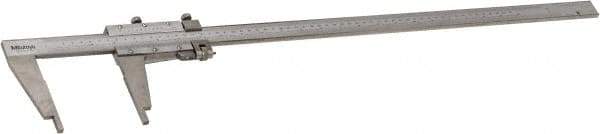 Mitutoyo - 0 to 24" Stainless Steel Vernier Caliper - 0.02mm Graduation, 100mm Jaw Depth, 0.002" Accuracy - Caliber Tooling