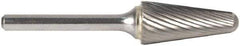 M.A. Ford - 3/8" Cut Diam, 1/4" Shank Diam, Taper Head Double Cut Burr - Carbide, Radius End, 1-1/8" LOC, 7-3/16" OAL - Caliber Tooling