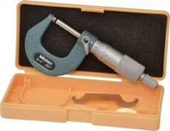 Mitutoyo - 0 to 1" Range, 0.001" Graduation, Mechanical Outside Micrometer - Ratchet Stop Thimble, Accurate to 0.0001" - Caliber Tooling