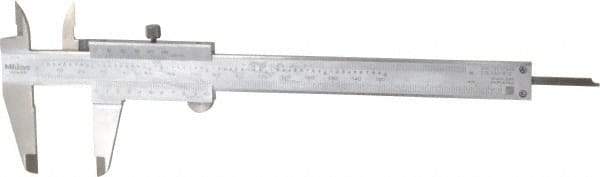 Mitutoyo - 0 to 6" Stainless Steel Vernier Caliper - 0.02mm Graduation, 40mm Jaw Depth, 0.03mm Accuracy - Caliber Tooling