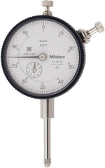 Mitutoyo - 1" Range, 0-100 Dial Reading, 0.001" Graduation Dial Drop Indicator - 2-3/16" Dial, 0.1" Range per Revolution, 0.002" Accuracy, Revolution Counter - Caliber Tooling