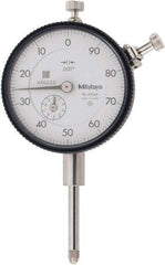 Mitutoyo - 1" Range, 100-0 Dial Reading, 0.001" Graduation Dial Drop Indicator - 2-1/4" Dial, 0.1" Range per Revolution, 0.002" Accuracy, Revolution Counter - Caliber Tooling