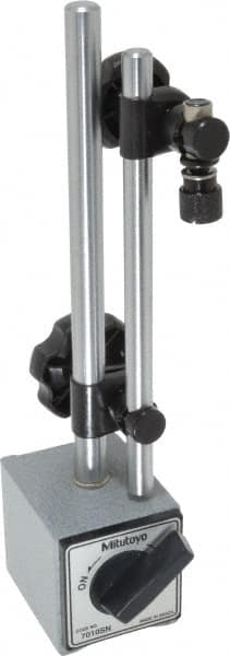 Mitutoyo - 130 Lb Magnetic Force, Indicator Positioner & Holder with Base - Post & Adjustable Rod, Rectangular Base, 55mm Base Height, 58mm Base Length, 50mm Base Width - Caliber Tooling