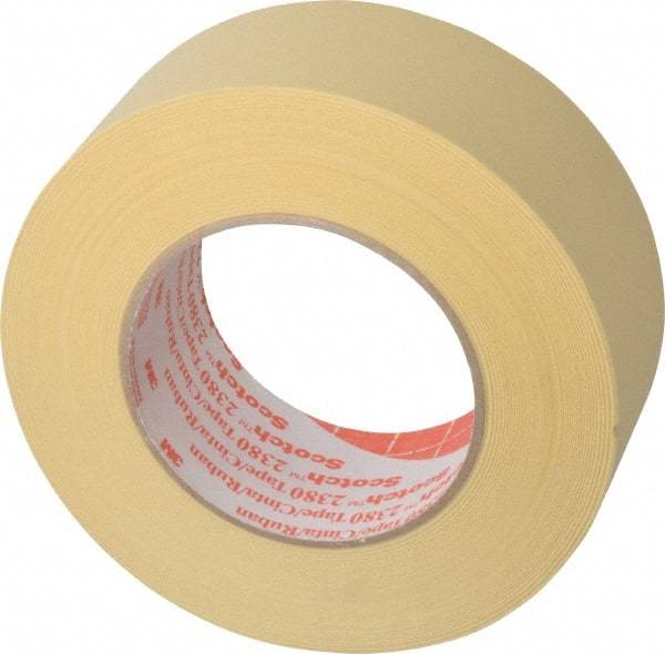 3M - 2" Wide x 60 Yd Long Tan Paper Masking Tape - Series 2380, 7.2 mil Thick, 28 In/Lb Tensile Strength - Caliber Tooling