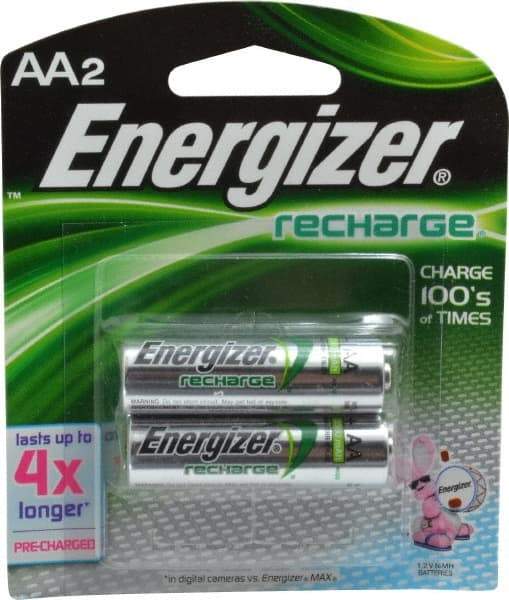 Energizer - Size AA, NiMH, 2 Pack, Standard Battery - 1.2 Volts, Flat Terminal, ANSI Regulated - Caliber Tooling