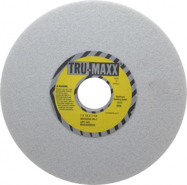 Tru-Maxx - 7" Diam x 1-1/4" Hole x 1/2" Thick, J Hardness, 46 Grit Surface Grinding Wheel - Aluminum Oxide, Type 1, Coarse Grade, 3,600 Max RPM, Vitrified Bond, No Recess - Caliber Tooling