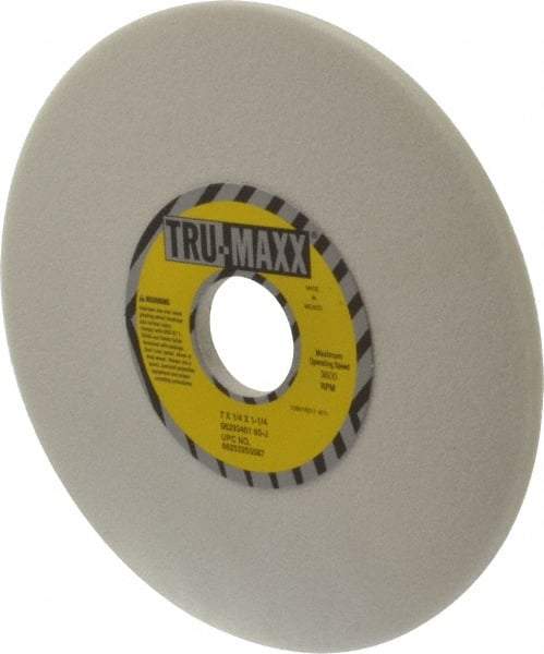 Tru-Maxx - 7" Diam x 1-1/4" Hole x 1/4" Thick, J Hardness, 60 Grit Surface Grinding Wheel - Aluminum Oxide, Type 1, Medium Grade, 3,600 Max RPM, Vitrified Bond, No Recess - Caliber Tooling