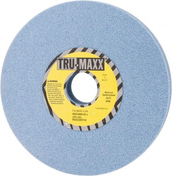 Tru-Maxx - 7" Diam x 1-1/4" Hole x 3/4" Thick, J Hardness, 60 Grit Surface Grinding Wheel - Ceramic, Type 1, Medium Grade, 3,600 Max RPM, Vitrified Bond, No Recess - Caliber Tooling