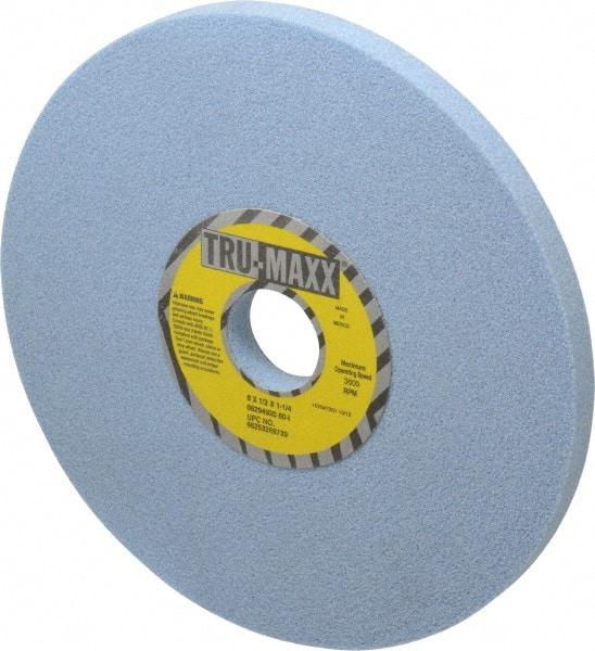 Tru-Maxx - 8" Diam x 1-1/4" Hole x 1/2" Thick, I Hardness, 60 Grit Surface Grinding Wheel - Ceramic, Type 1, Medium Grade, 3,600 Max RPM, Vitrified Bond, No Recess - Caliber Tooling