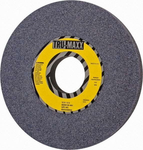 Tru-Maxx - 12" Diam x 3" Hole x 1" Thick, I Hardness, 46 Grit Surface Grinding Wheel - Aluminum Oxide, Type 1, Coarse Grade, 2,705 Max RPM, Vitrified Bond, No Recess - Caliber Tooling