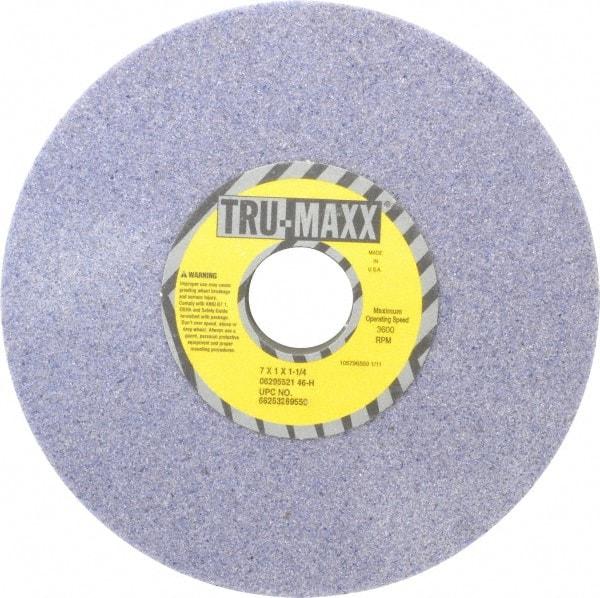 Tru-Maxx - 7" Diam x 1-1/4" Hole x 1" Thick, H Hardness, 46 Grit Surface Grinding Wheel - Aluminum Oxide, Type 1, Coarse Grade, 3,600 Max RPM, Vitrified Bond, No Recess - Caliber Tooling