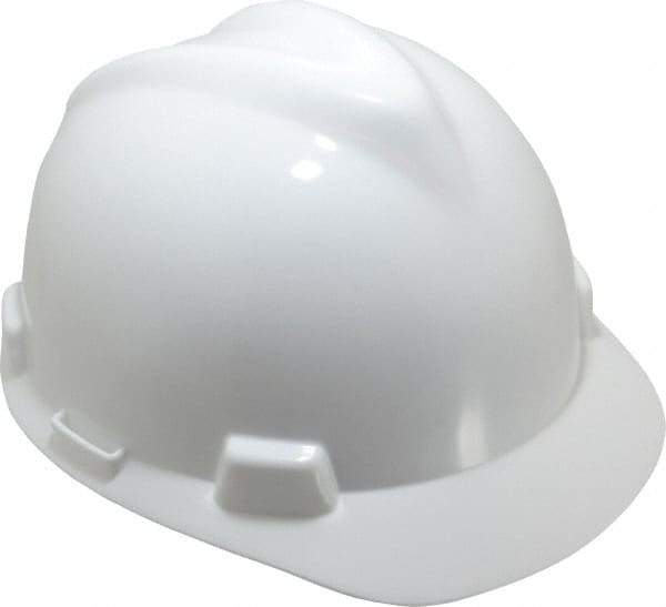 MSA - ANSI Type I, Class E Rated, 8-Point, Pin Lock Adjustment Hard Hat - One Size Fits Most, White, Standard Brim - Caliber Tooling