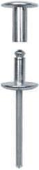 RivetKing - Size 8-38 Dome Head Steel Flush on Both Sides Blind Rivet - Steel Mandrel, 2-1/8" to 2-3/8" Grip, 5/8" Head Diam, 0.255" Min Hole Diam, 2.07" Length Under Head, 1/4" Body Diam - Caliber Tooling