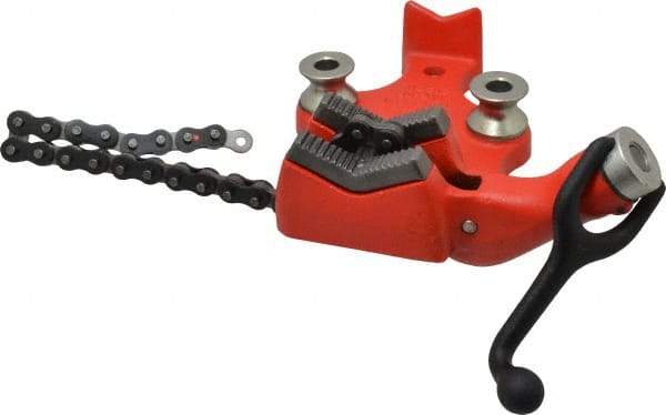 Ridgid - 1/8 to 4" Pipe Capacity, Manual Chain Vise - Bolt Down, Cast Iron, Model Number BC410 - Caliber Tooling