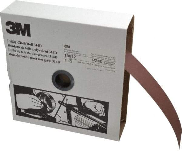 3M - 2" x 50 Yd 240 Grit Aluminum Oxide Cloth Roll - Very Fine Grade, J Weighted Backing - Caliber Tooling