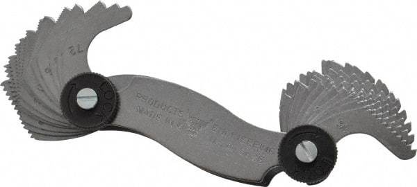 PEC Tools - 28 Leaf, 4 to 80 TPI Range, Steel Screw Pitch Gage - 60° Thread Angle - Caliber Tooling