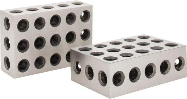 Value Collection - 0.0003 Squareness Per Inch, Hardened Steel, 2-4-6 Block with 23 Hole Setup Block - 0.0001 to 0.0007 Inch Overall Tolerance, 5/8-11 Inch Tapped Hole Size, 56-60 HRC Hardness, Sold As Matched Pair - Caliber Tooling