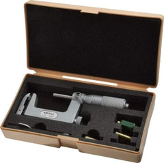 Mitutoyo - 1 to 2 Inch, Carbide Face, Mechanical Multi Anvil Micrometer - 0.0001 Inch Graduation, 0.0002 Inch Accuracy - Caliber Tooling