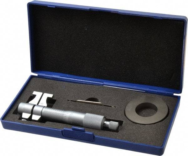 Fowler - 1 to 2 Inch Range, Satin Chrome Coated, Mechanical Inside Caliper Micrometer - 0.001 Inch Graduation, 0.0002 Inch Accuracy - Caliber Tooling